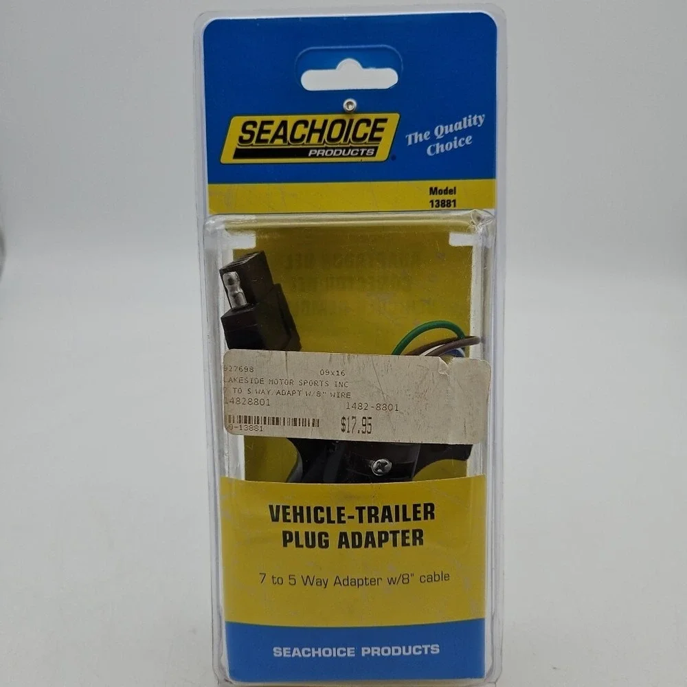 Round 7 Way to Flat 5 Way Boat Trailer Plug‎ Adapter w/ 8 Inches of Wire 13881